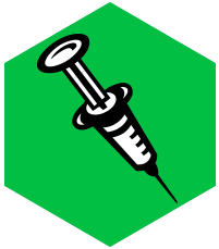 seringue fond vert
