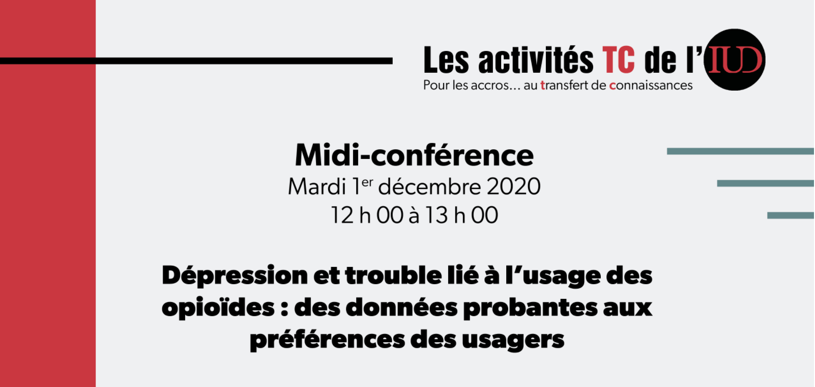 Midi-conférence IUD Institut Universitaire sur les Dépendances
