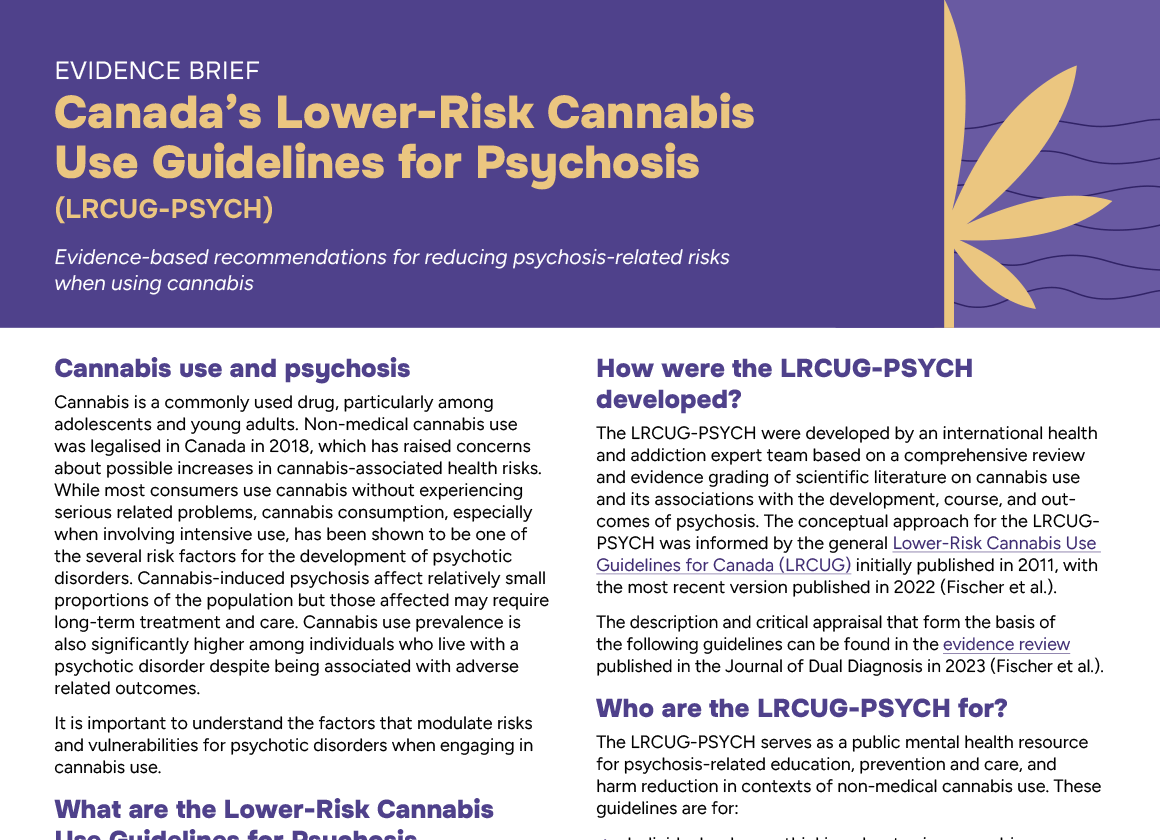 Recommendations for lower risk cannabis use